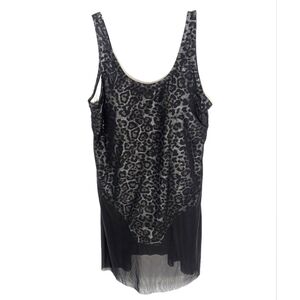 NWT Alisha Levine Swimsuit 20 W Leopard Slimming Tummy Onepiece Black Cover